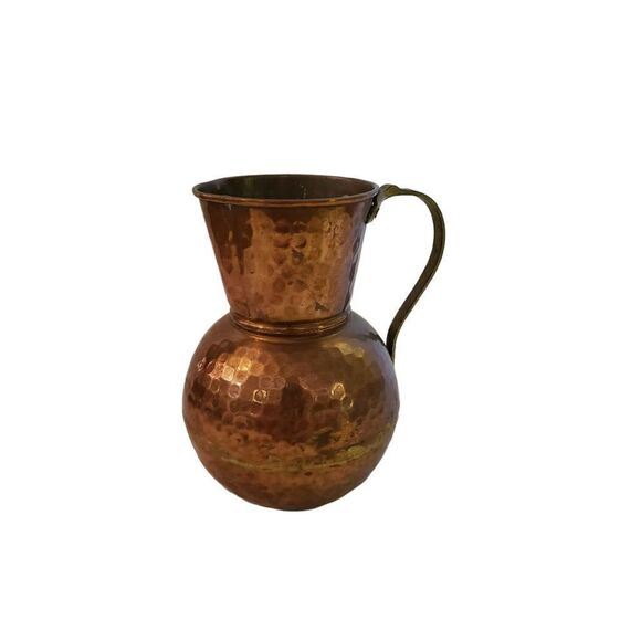 Copper Pitcher w/Brass Handle - Picture 3 of 9